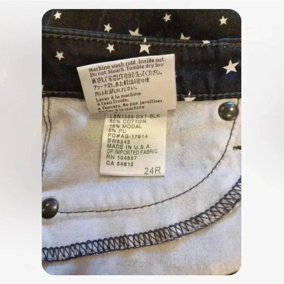 AG Star Printed Super  Skinny Legging Ankle Jeans Black White Stars Size 24R - Picture 11 of 13